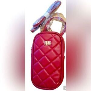 NWT Studio Badgley Mischa Red Diamond Quilted Oval Crossbody Phone Bag/Purse